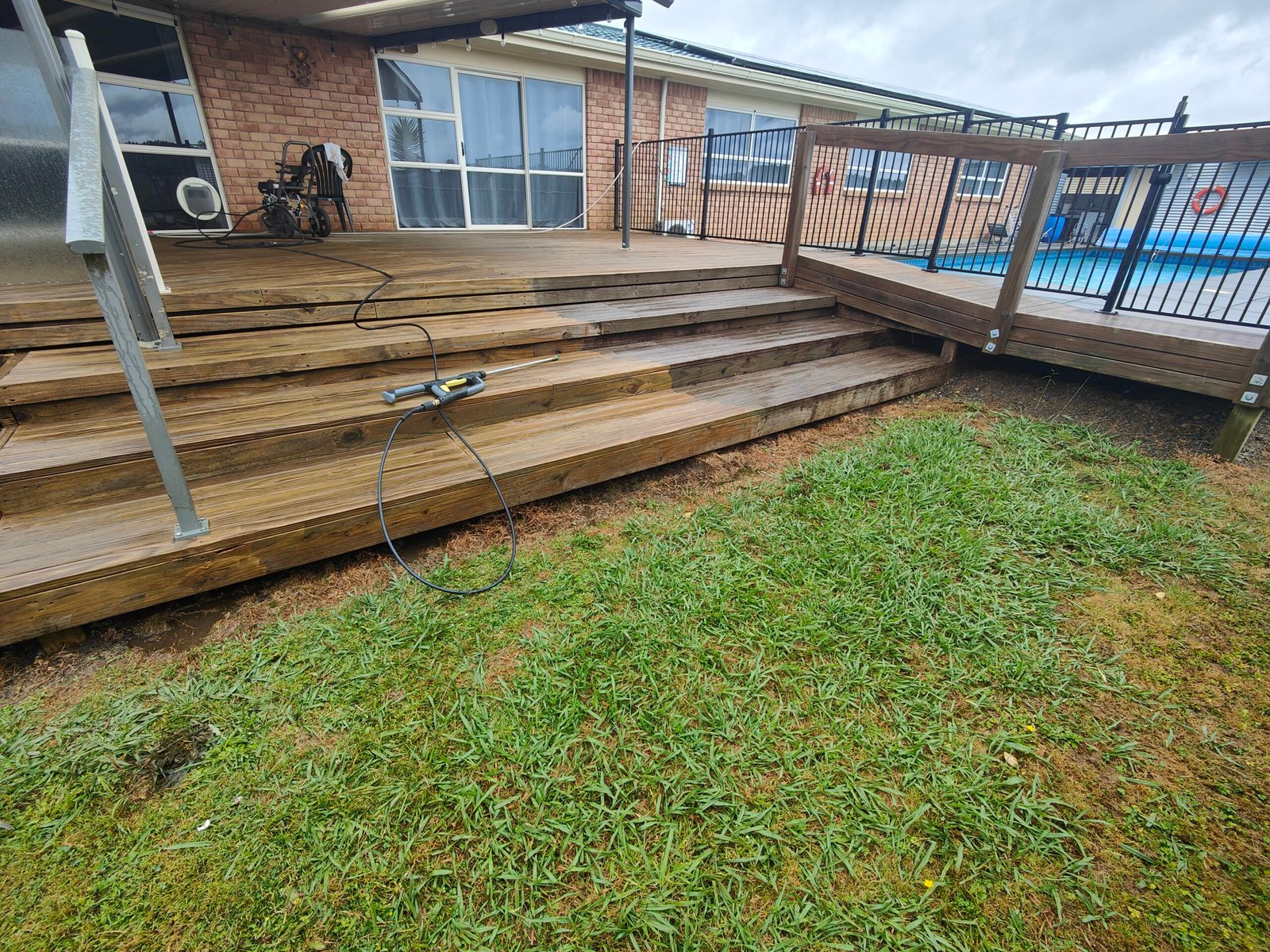 Deck Decking Stained After Waterblast Clean Restore Rejuvenate